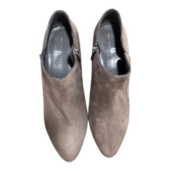 Bandolino Batyard Gray Suede Leather Heeled Booties 11M Side Zip Chic Fall Look - Picture 3 of 5